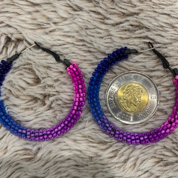 Beaded Hoop Earrings - Picture 2 of 2